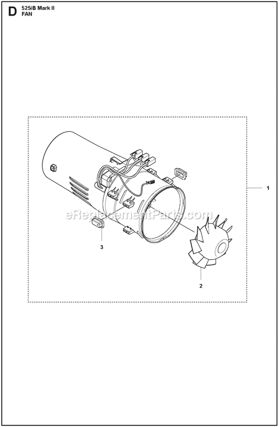 Fan Diagram and Parts List for 525IBMARKII  Husqvarna Leaf Blower / Vacuum