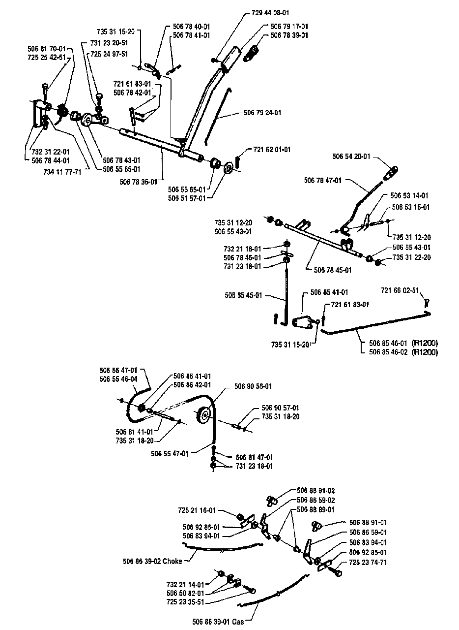 Shift Lever Assembly Diagram and Parts List for R1000 1995-03 Husqvarna Lawn Tractor