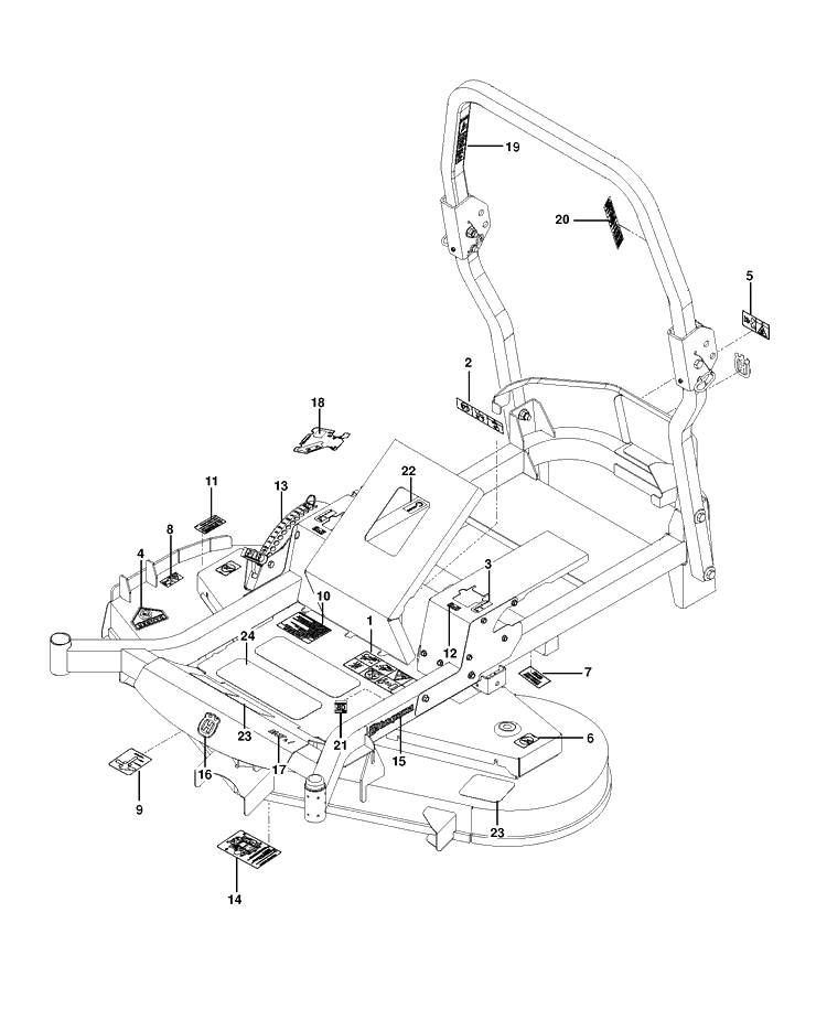 Decals Diagram and Parts List for M-ZT52BF (96717700300)(2013-01) Husqvarna Lawn Mower