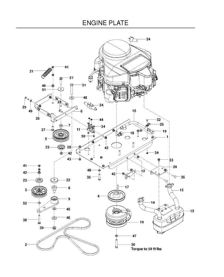 Engine Plate Diagram and Parts List for MZ5424S (967003901)(2012-01) Husqvarna Lawn Mower