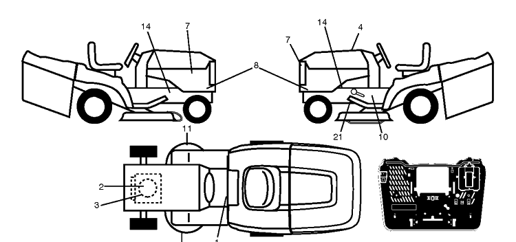 Decals Diagram and Parts List for TC139T (96051014501)(2017-08) Husqvarna Lawn Tractor