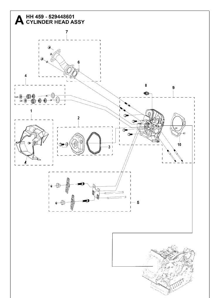 Cylinder Head Diagram and Parts List for 529448601 2018-10 Husqvarna Engine