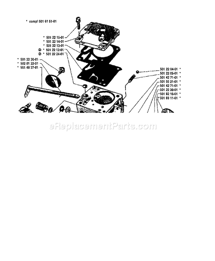 Page B Diagram and Parts List for 2100 1981-10 Husqvarna Chainsaw
