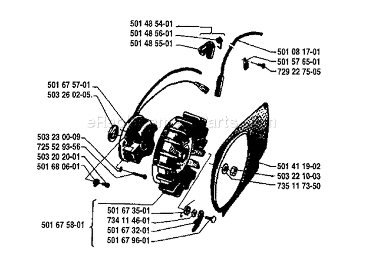 Page H Diagram and Parts List for 2100 1981-10 Husqvarna Chainsaw