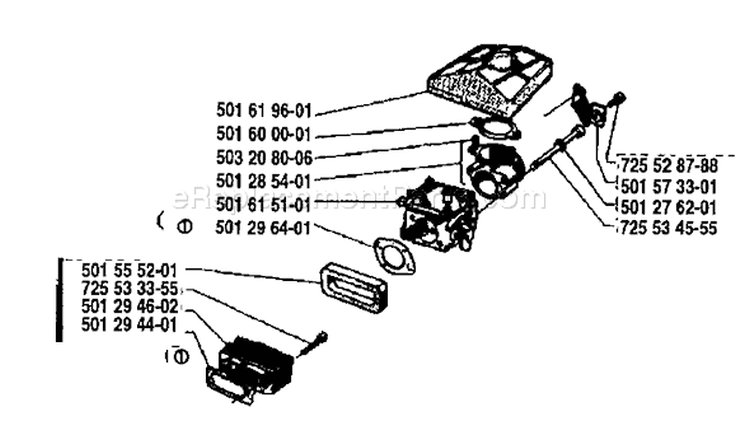 Page A Diagram and Parts List for 2100 1982-11 Husqvarna Chainsaw