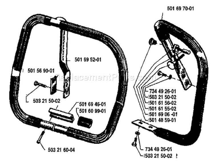 Page F Diagram and Parts List for 2100 1982-11 Husqvarna Chainsaw