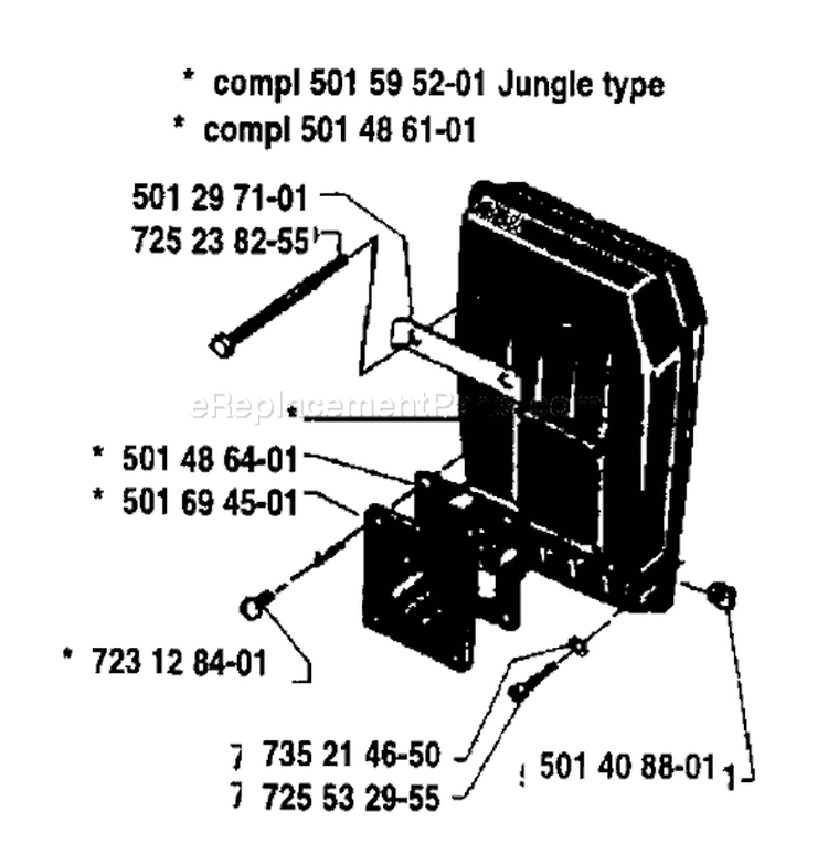 Page H Diagram and Parts List for 2100 1982-11 Husqvarna Chainsaw