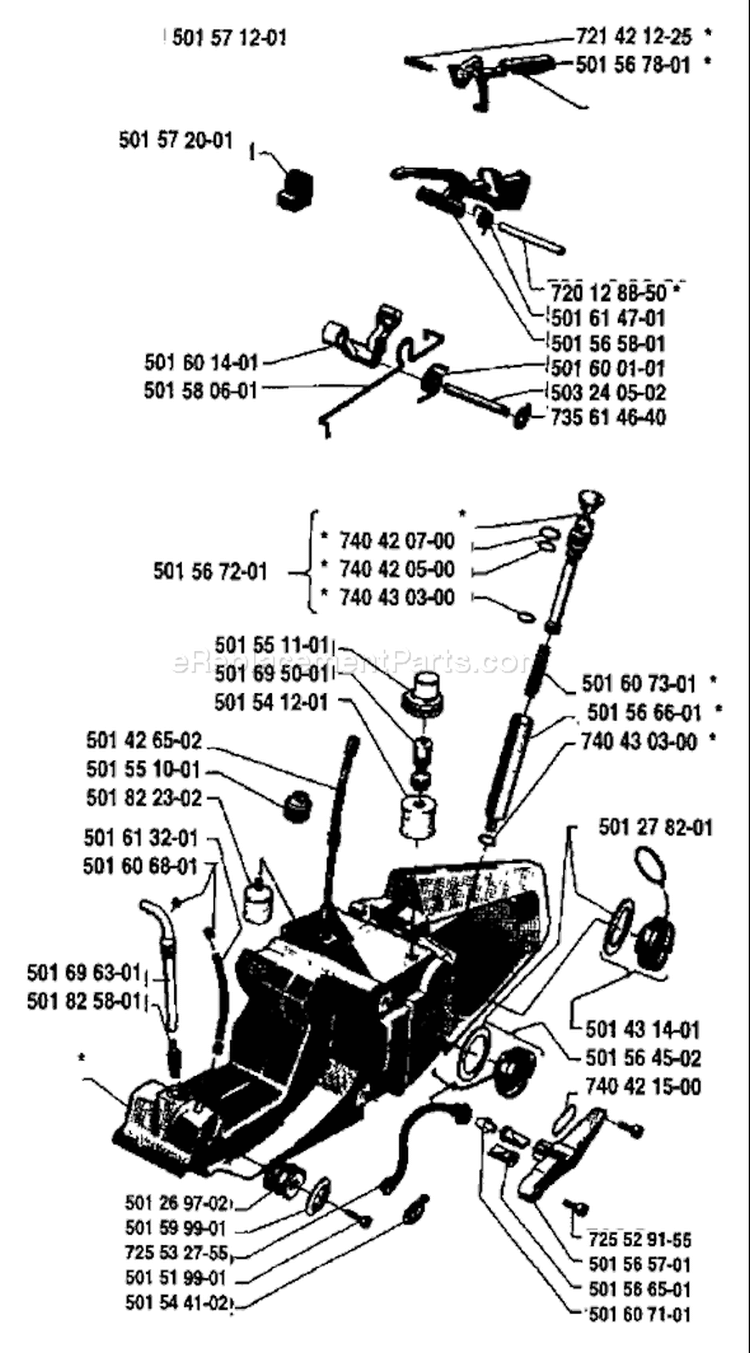 Page O Diagram and Parts List for 2100 1983-11 Husqvarna Chainsaw