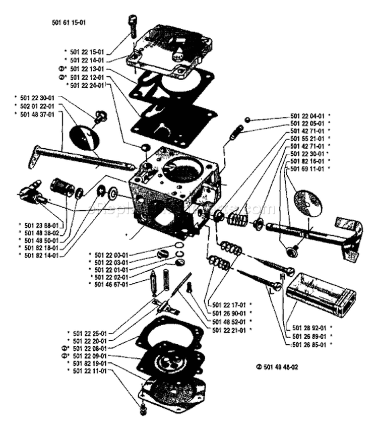 Page B Diagram and Parts List for 2100 1983-11 Husqvarna Chainsaw