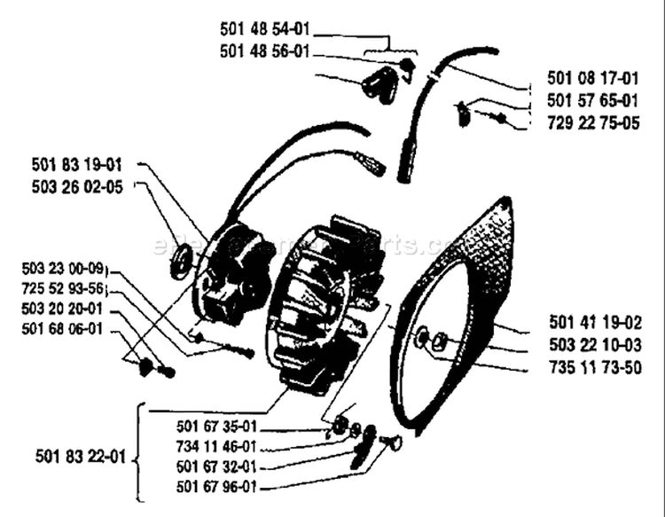 Page H Diagram and Parts List for 2100 1983-11 Husqvarna Chainsaw