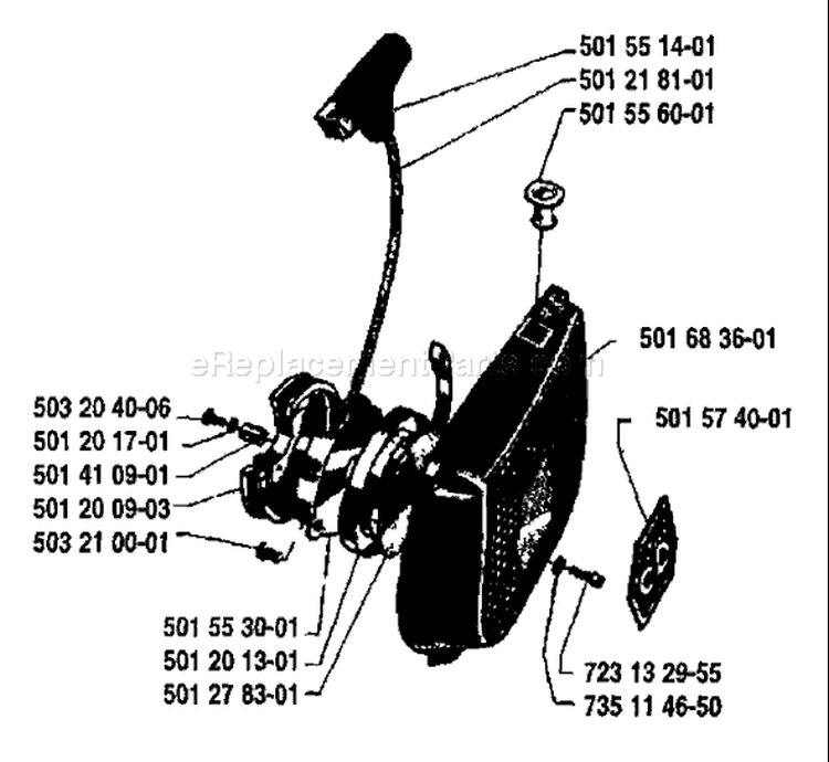 Page M Diagram and Parts List for 2100 1984-04 Husqvarna Chainsaw