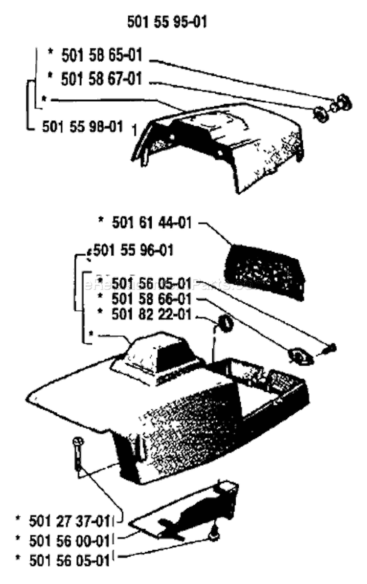 Page O Diagram and Parts List for 2100 1984-04 Husqvarna Chainsaw