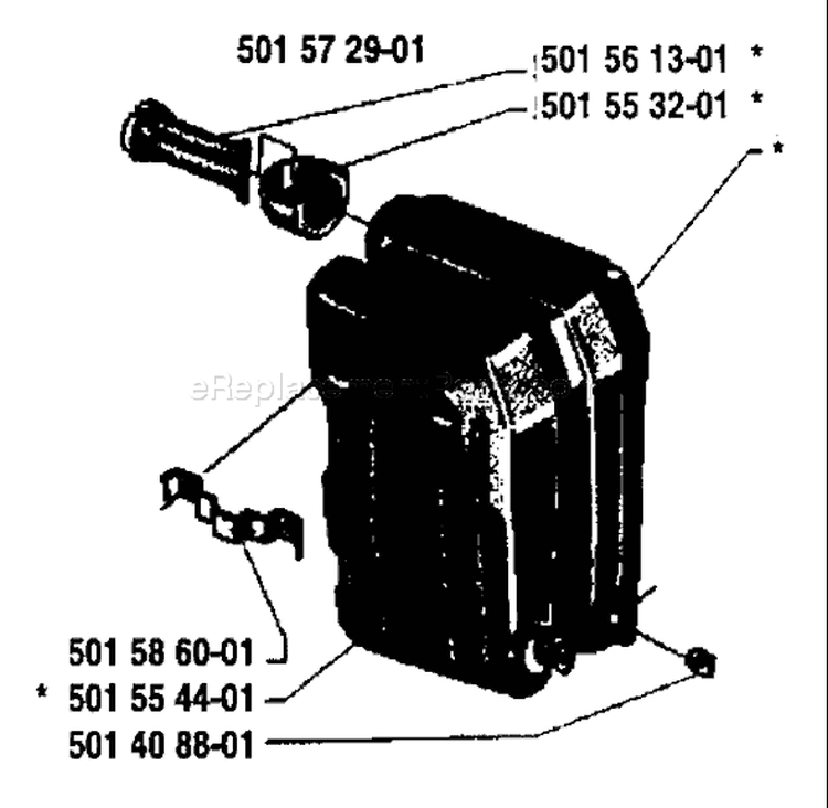 Page H Diagram and Parts List for 2100 1984-04 Husqvarna Chainsaw