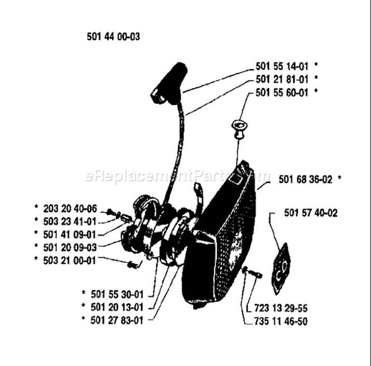 Page M Diagram and Parts List for 2100 1985-08 Husqvarna Chainsaw