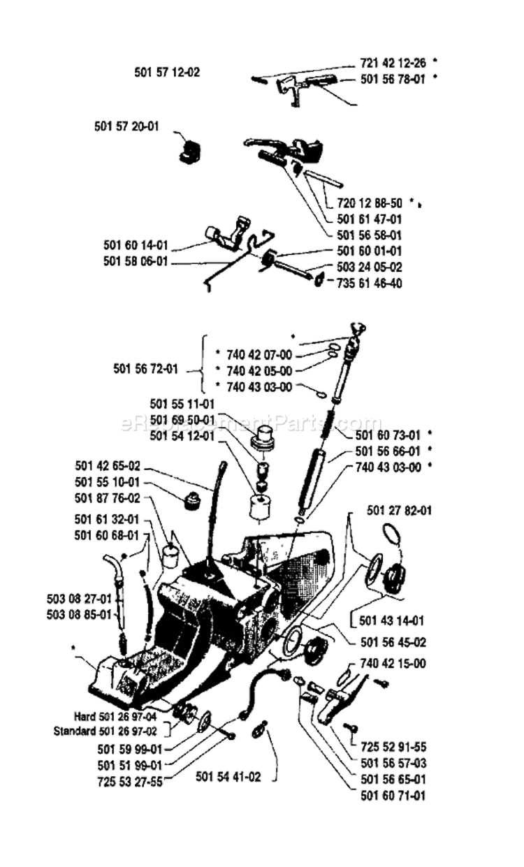 Page N Diagram and Parts List for 2100 1985-08 Husqvarna Chainsaw