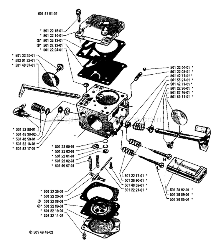 Page B Diagram and Parts List for 2100 1985-08 Husqvarna Chainsaw
