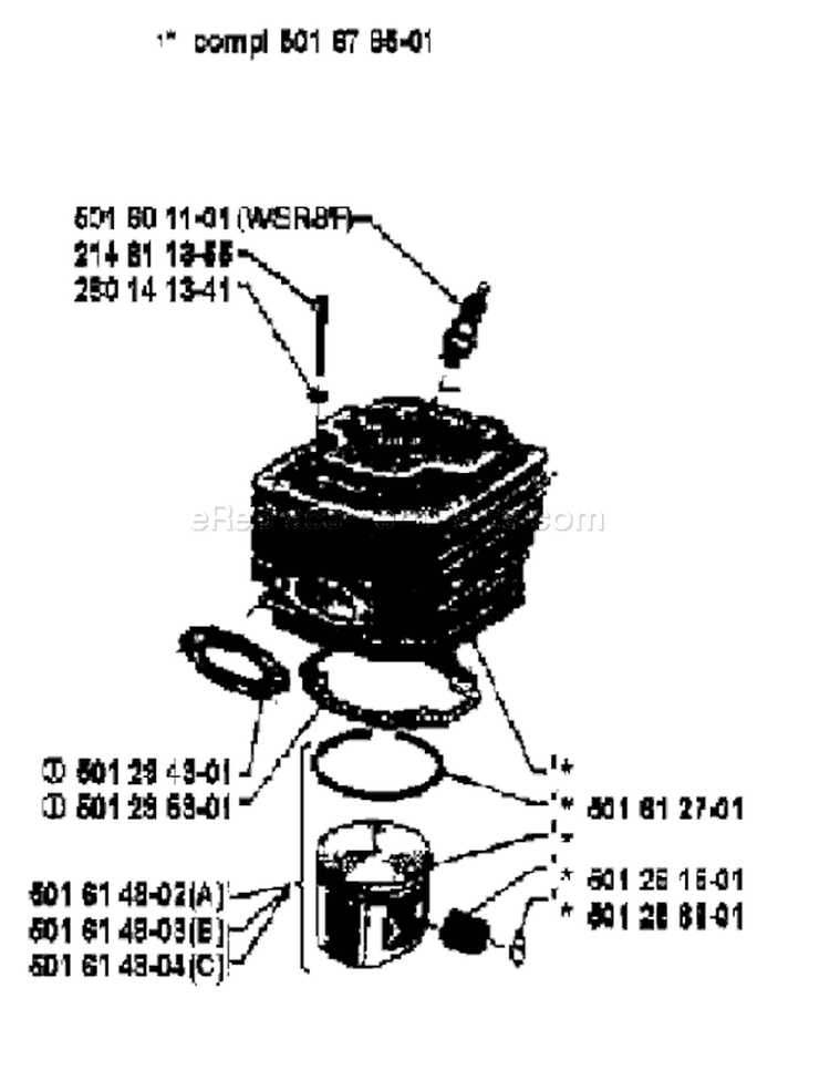 Page K Diagram and Parts List for 2100CD 2100 CD 1979-12 Husqvarna Chainsaw