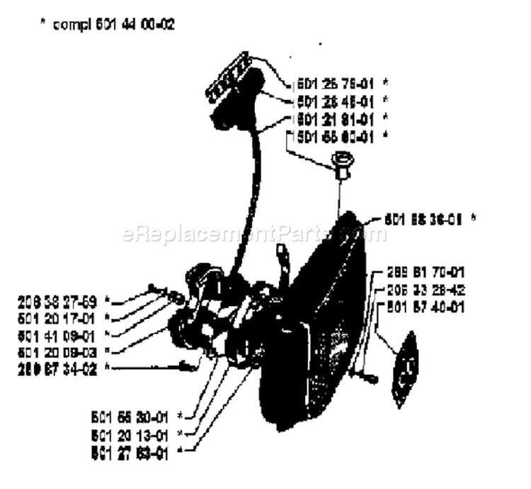 Page M Diagram and Parts List for 2100CD 2100 CD 1979-12 Husqvarna Chainsaw