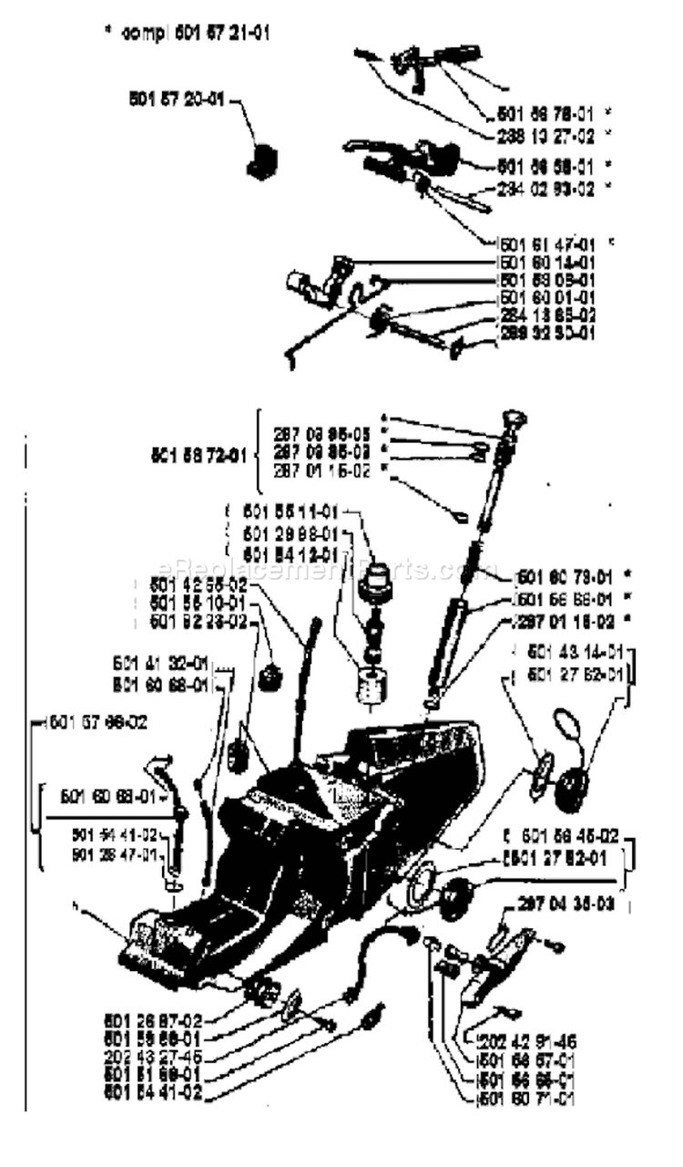 Page N Diagram and Parts List for 2100CD 2100 CD 1979-12 Husqvarna Chainsaw