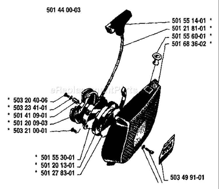 Page N Diagram and Parts List for 2101 1987-04 Husqvarna Chainsaw