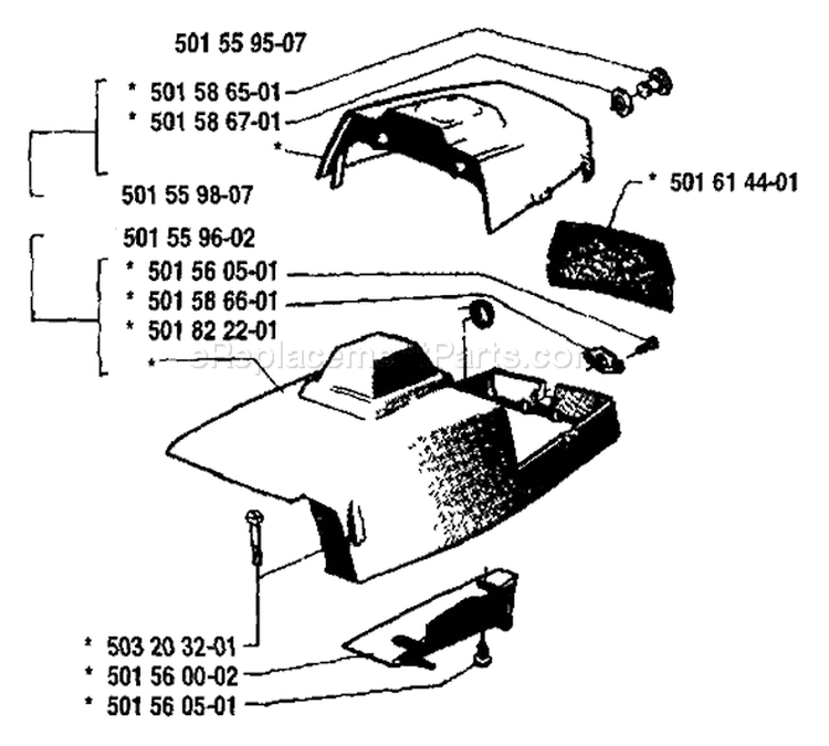 Page P Diagram and Parts List for 2101 1987-04 Husqvarna Chainsaw