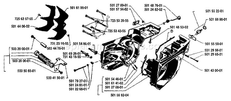 Page D Diagram and Parts List for 2101 1987-04 Husqvarna Chainsaw