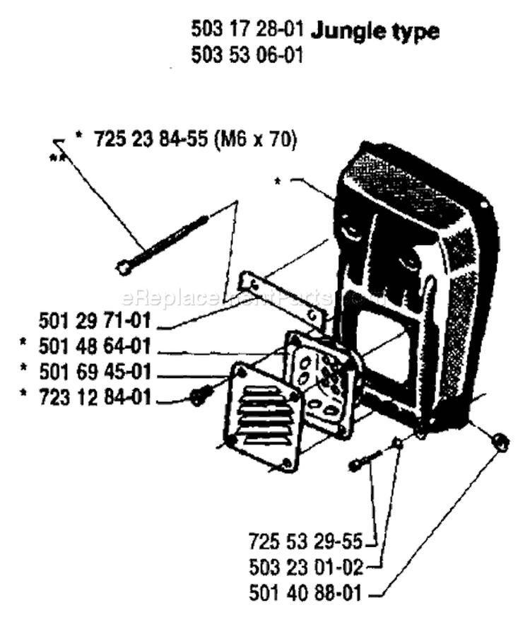 Page H Diagram and Parts List for 2101 1987-04 Husqvarna Chainsaw