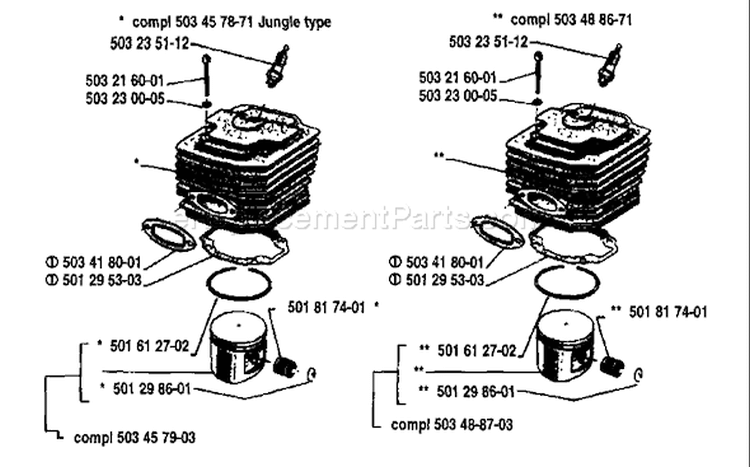 Page K Diagram and Parts List for 2101 1989-02 Husqvarna Chainsaw