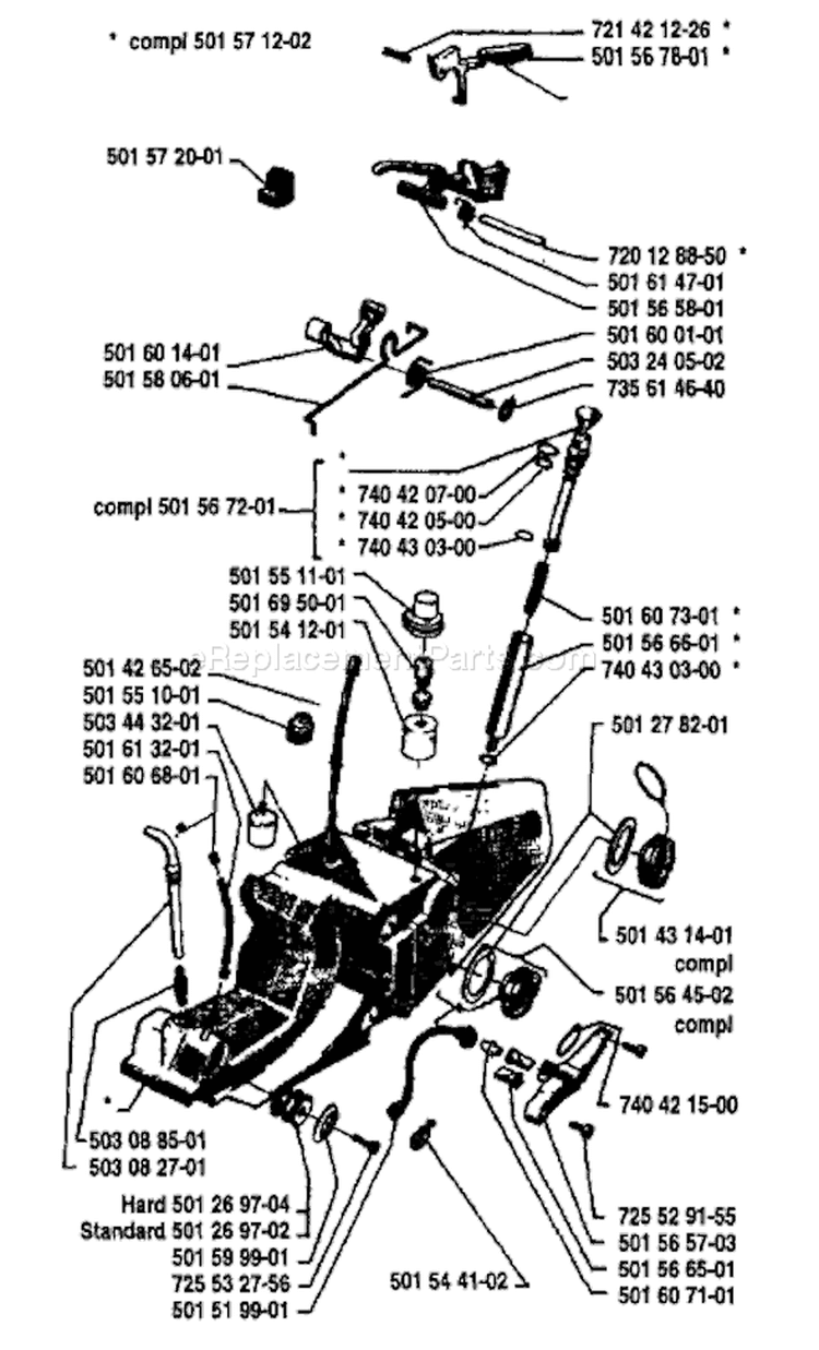 Page O Diagram and Parts List for 2101 1989-02 Husqvarna Chainsaw
