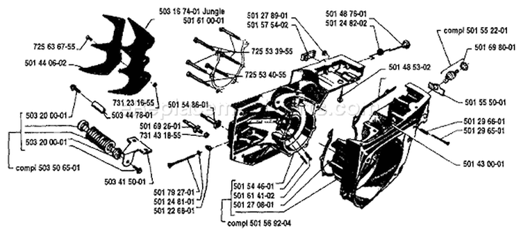 Page D Diagram and Parts List for 2101 1989-02 Husqvarna Chainsaw
