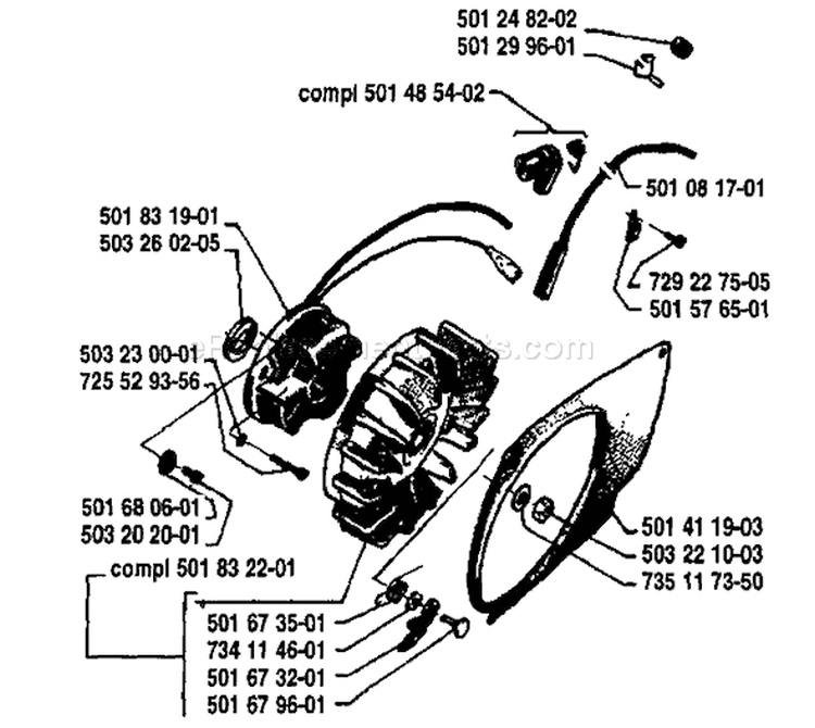 Page G Diagram and Parts List for 2101 1989-02 Husqvarna Chainsaw