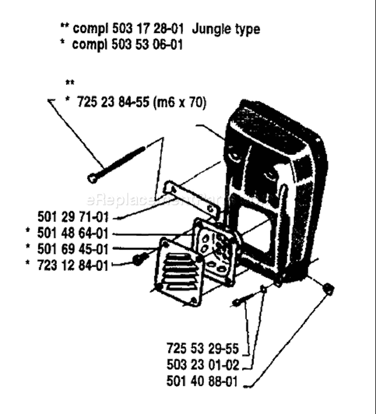Page H Diagram and Parts List for 2101 1989-02 Husqvarna Chainsaw
