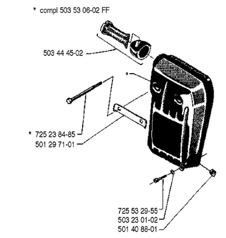 Page J Diagram and Parts List for 2101 1990-06 Husqvarna Chainsaw