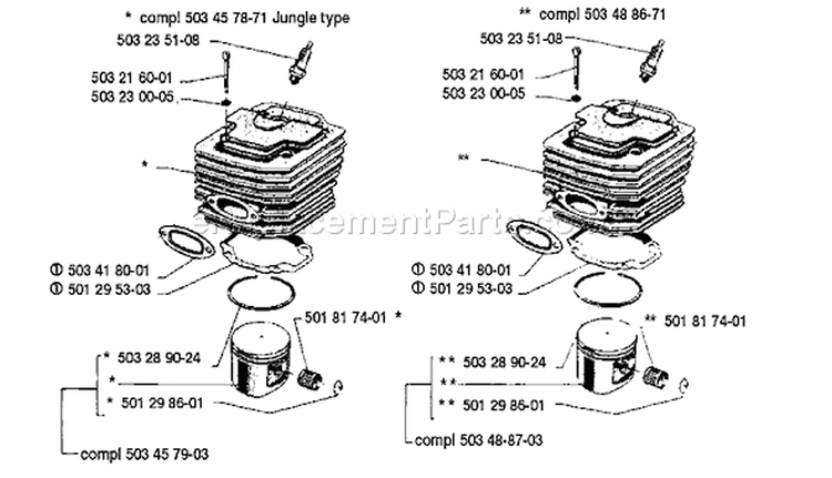 Page K Diagram and Parts List for 2101 1990-06 Husqvarna Chainsaw