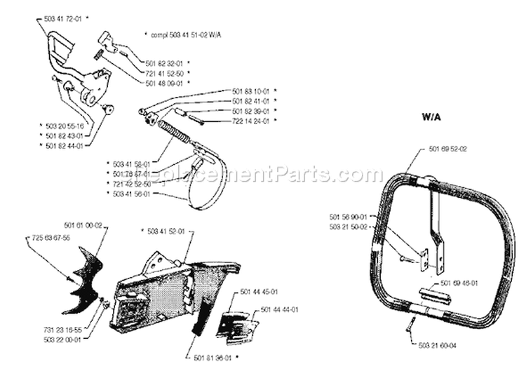 Page M Diagram and Parts List for 2101 1990-06 Husqvarna Chainsaw