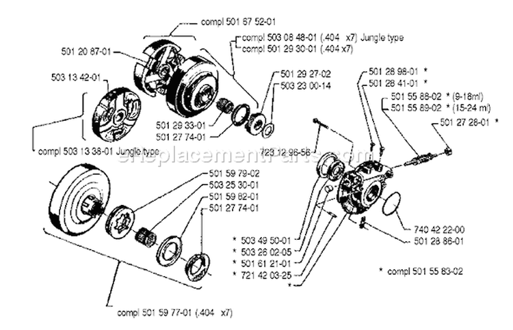 Page D Diagram and Parts List for 2101 1990-06 Husqvarna Chainsaw