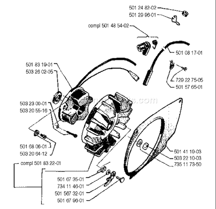 Page H Diagram and Parts List for 2101 1990-06 Husqvarna Chainsaw