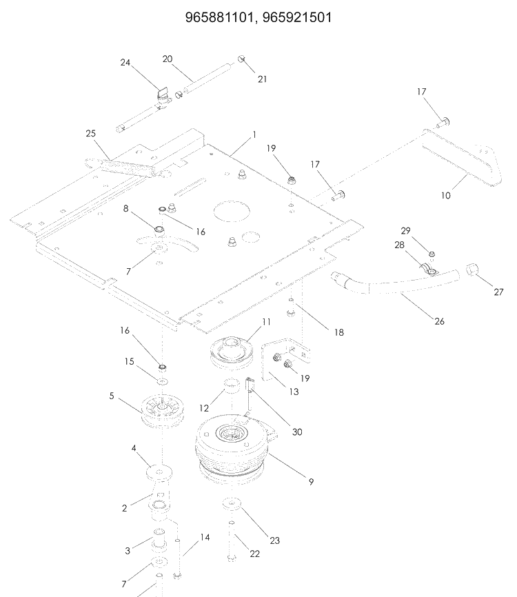 Engine Plate 4 Diagram and Parts List for RZ5424 (965881301)(2009-01) Husqvarna Lawn Mower