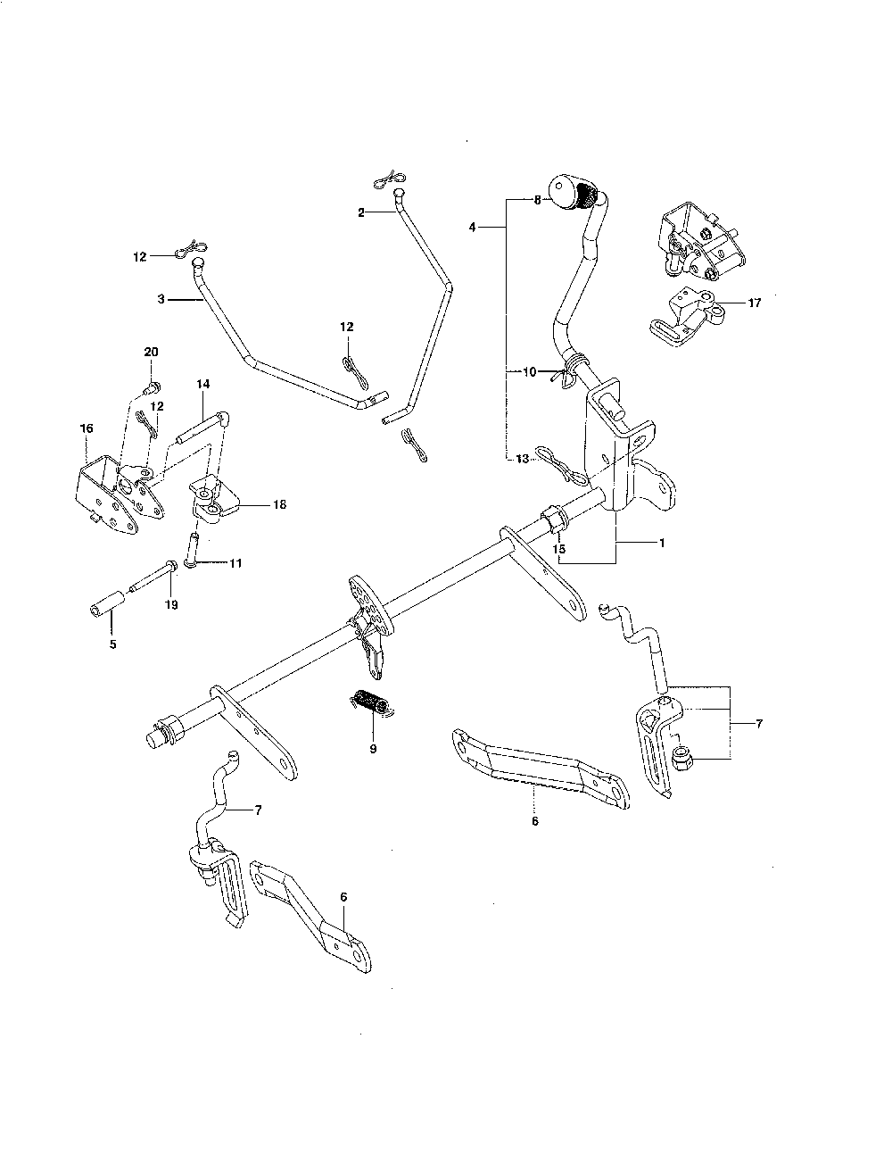 Brake/lift Diagram and Parts List for Z254-28982  Husqvarna Lawn Tractor
