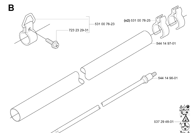 Shaft Diagram and Parts List for 143R 20054100001-20065299999 Husqvarna Brush Cutter