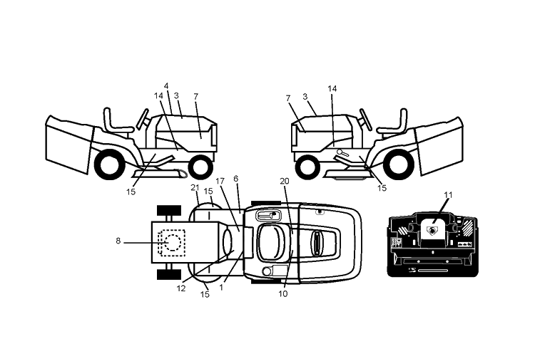 Decals Diagram and Parts List for CTH150 (96061018202)(2007-09) Husqvarna Lawn Tractor