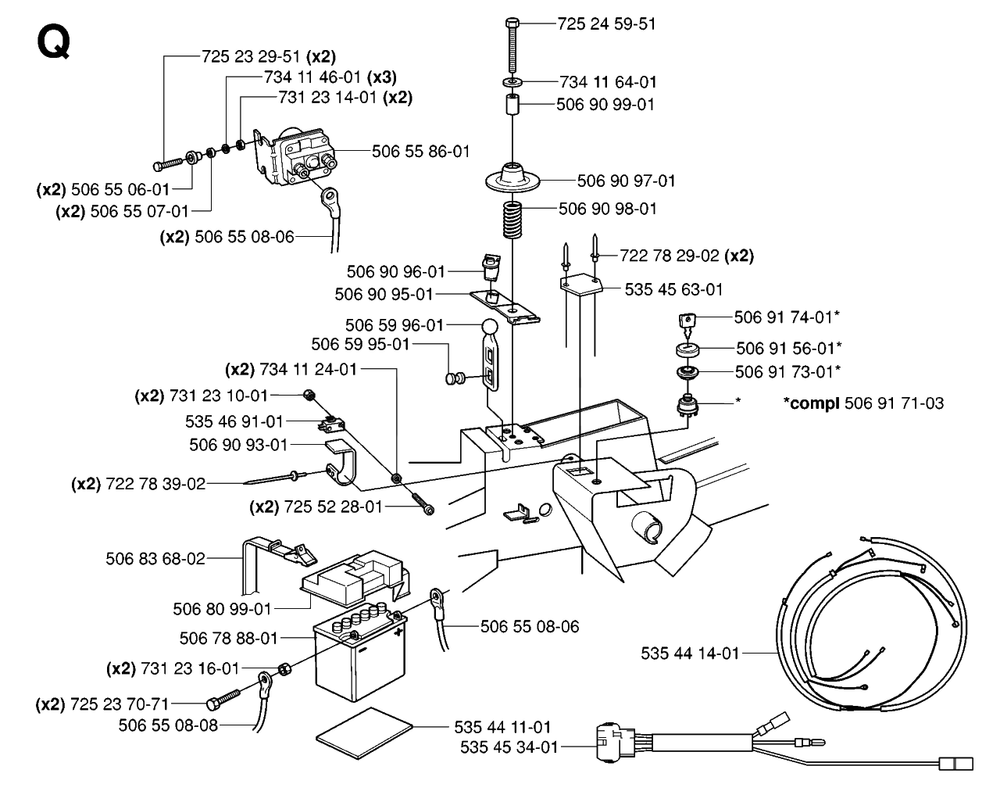 Electrical Diagram and Parts List for R15-V2 (953533701)(2006-01) Husqvarna Lawn Tractor