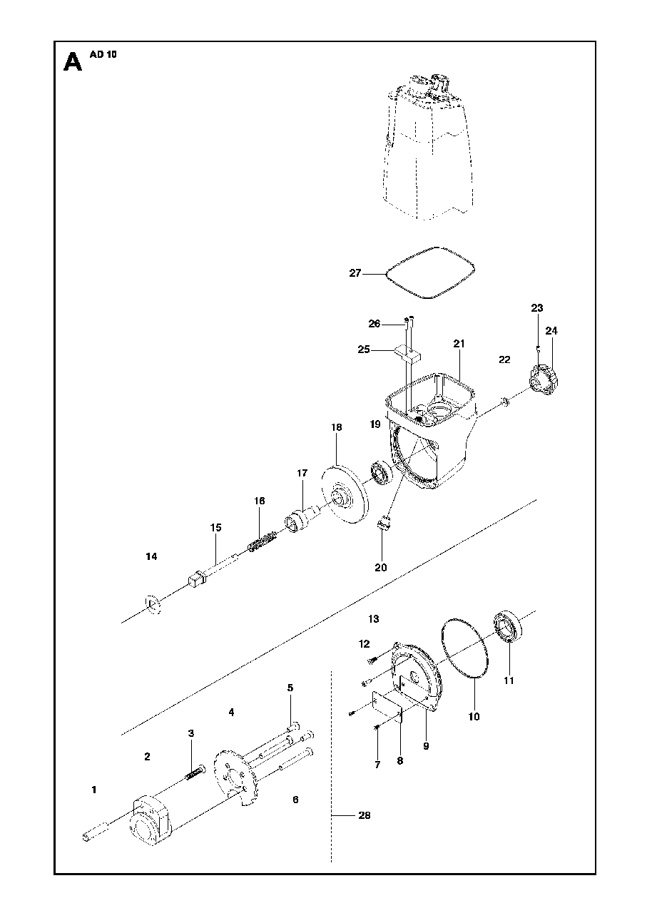 Gear Box Diagram and Parts List for AD10 2011-06 Husqvarna Miscellaneous