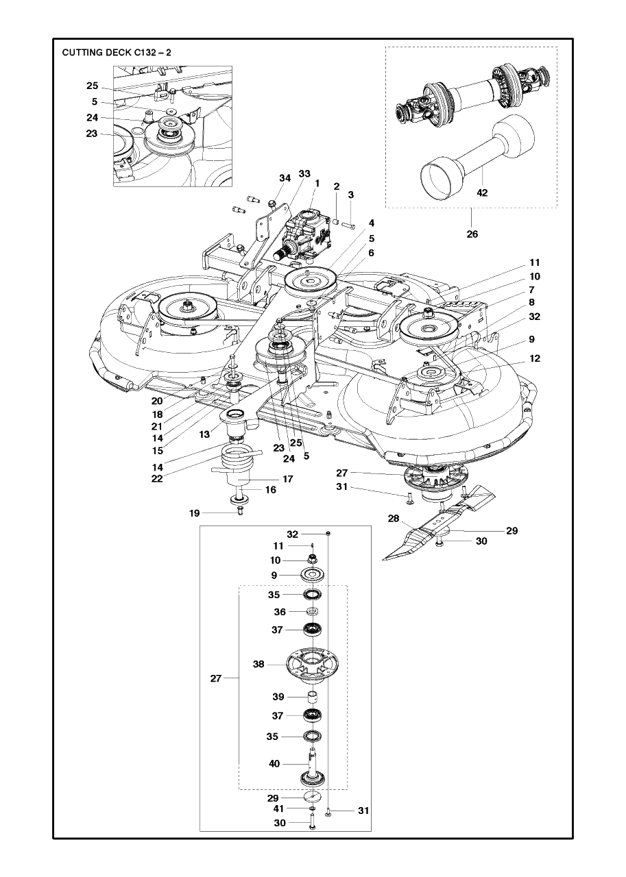 52-Inch/132cm Cutting Deck 6 Diagram and Parts List for C132 (967293801)(2019-09) Husqvarna Lawn Tractor Accessories