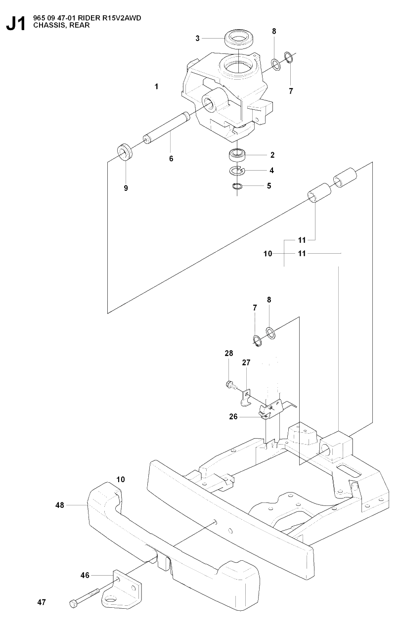 Transmission Diagram and Parts List for R15-V2AWD (965094701)(2007-01) Husqvarna Lawn Tractor