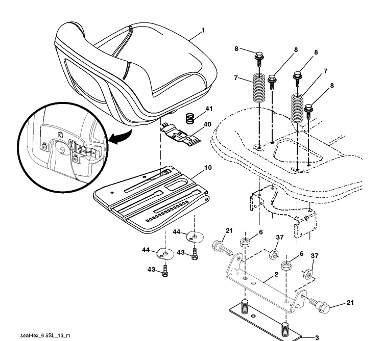 Seat Diagram and Parts List for TC239T (96051018200)(2018-10) Husqvarna Lawn Tractor