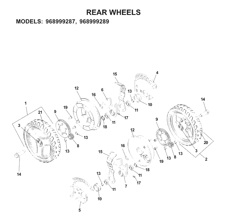 Wheels And Tires 2 Diagram and Parts List for W53 (968999287)(2007-03) Husqvarna Lawn Mower