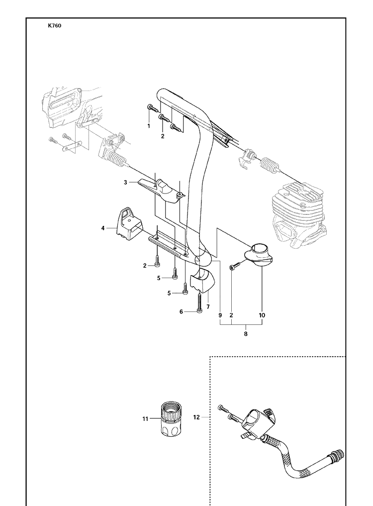 Purge Diagram and Parts List for K760 2009-12 Husqvarna Lawn Tractor Accessories