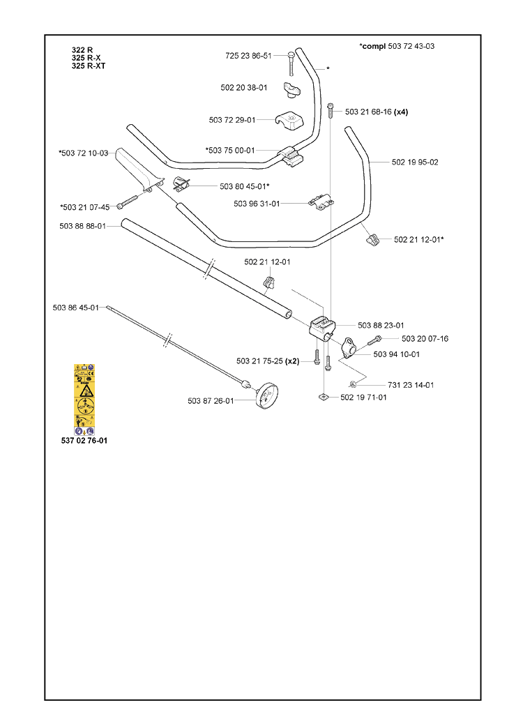 Controls Diagram and Parts List for 322R 2000-10 Husqvarna Brush Cutter