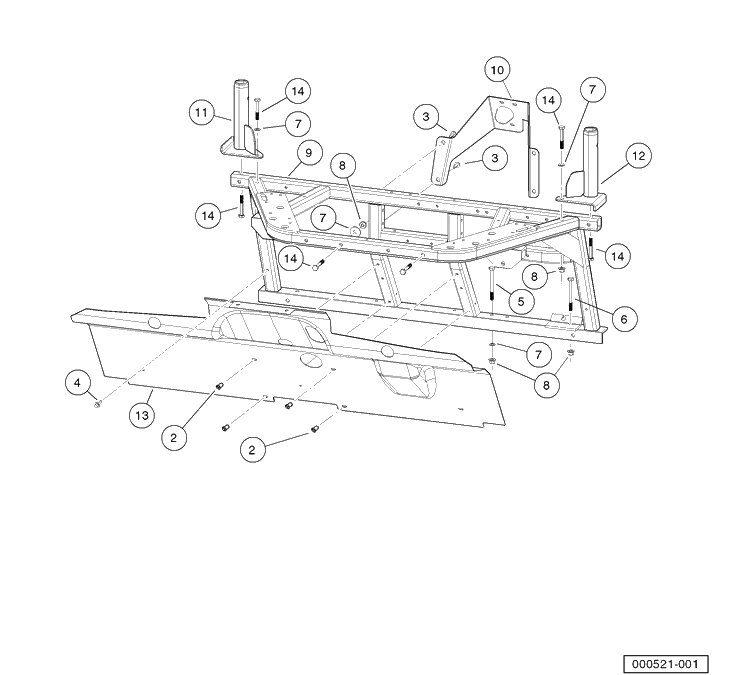 Front Body Components Diagram and Parts List for HUV4421DXP 2006-11 Husqvarna Lawn Tractor